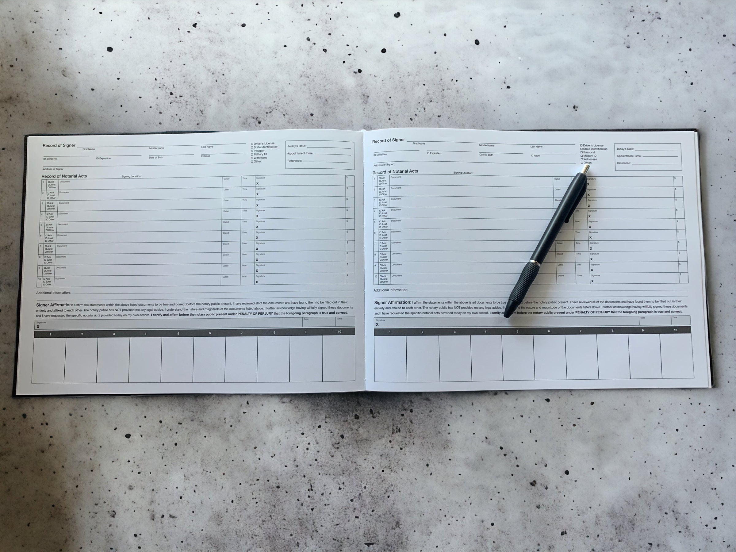 Hardbound Luxe Notary Journal | Record of Signatures